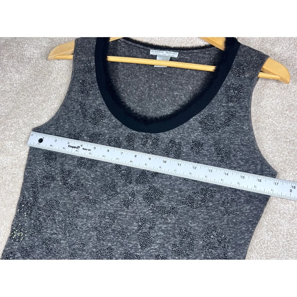 Alberto Makali Tank Top Gray Embellished Sleeveless Casual Blouse‎ M Whimsygoth